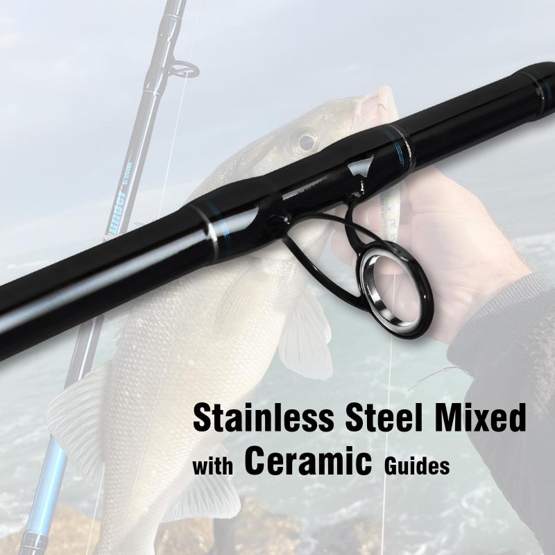 Fiblink 4-Piece 7-Feet Carbon Fiber Boat Fishing Rod Spinning Travel Portable Rod Tournament Fishing Pole for Fresh & Saltwater(Spinning-Blue-MH) - Image 2